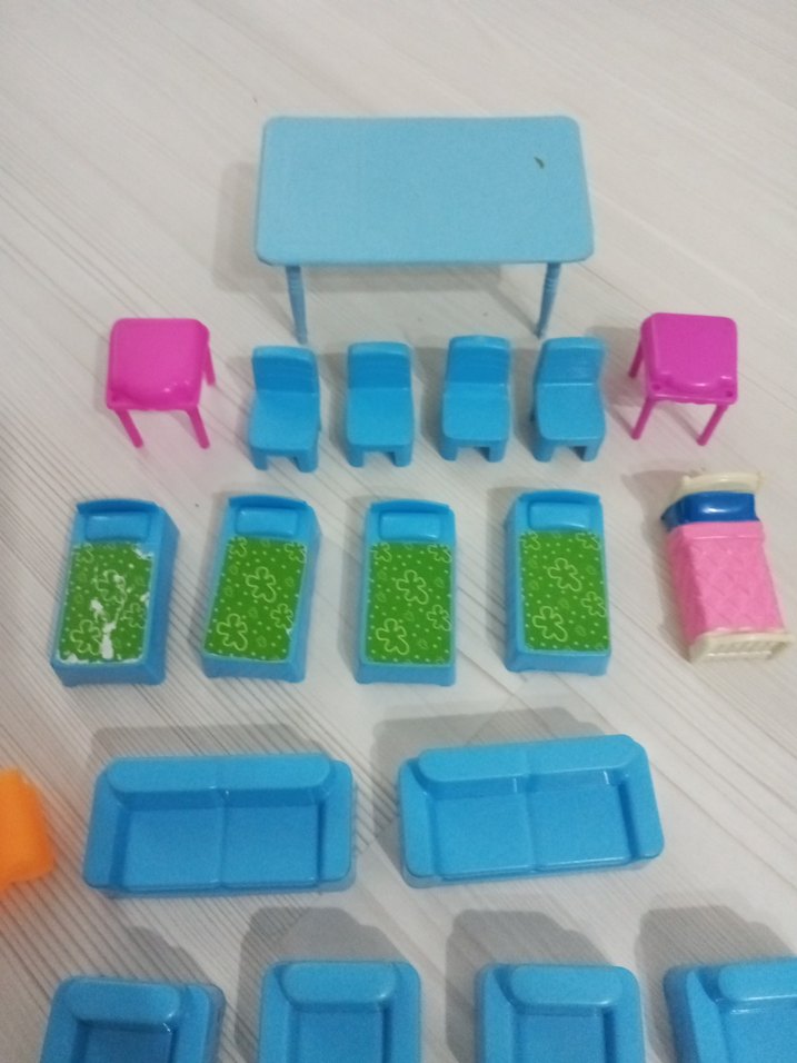 Pastel Mavi Oyuncak Mobilya Seti - Görsel 3