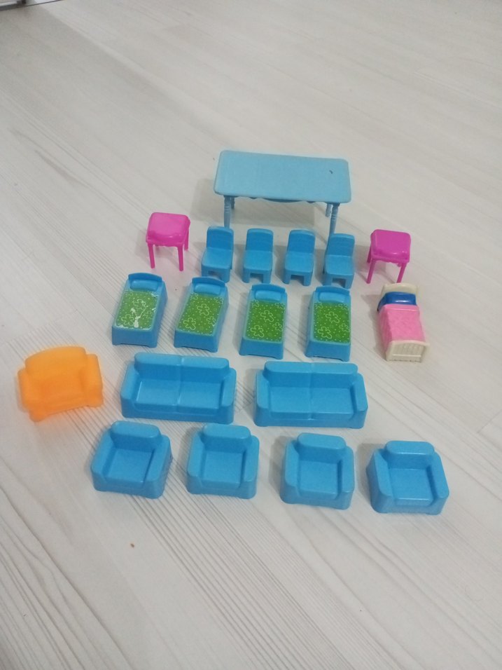 Pastel Mavi Oyuncak Mobilya Seti - Görsel 5