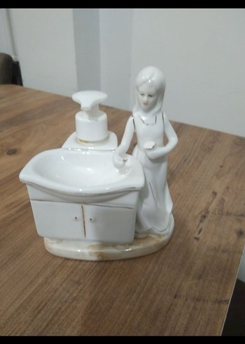 Beyaz Porselen Kadın Figürlü Sıvı Sabunluk - Görsel 2