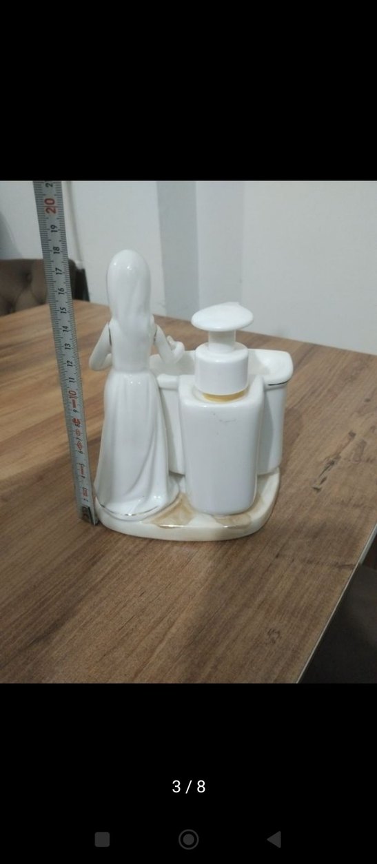Beyaz Porselen Kadın Figürlü Sıvı Sabunluk - Görsel 3