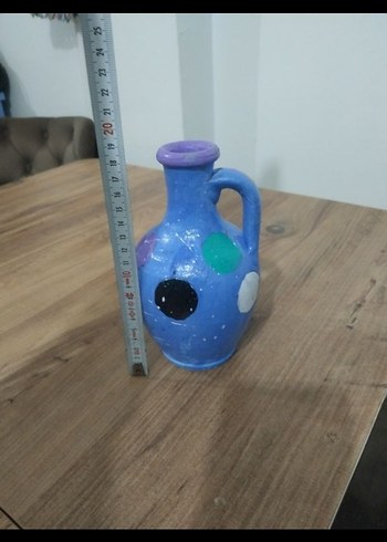 Renkli Desenli Mavi  Vazo - Görsel 3