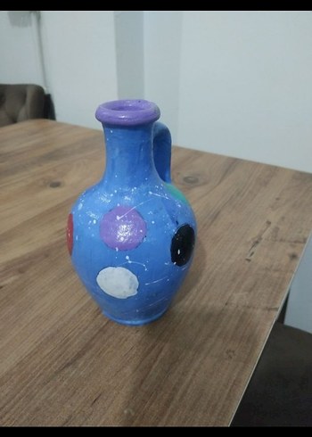 Renkli Desenli Mavi  Vazo - Görsel 8