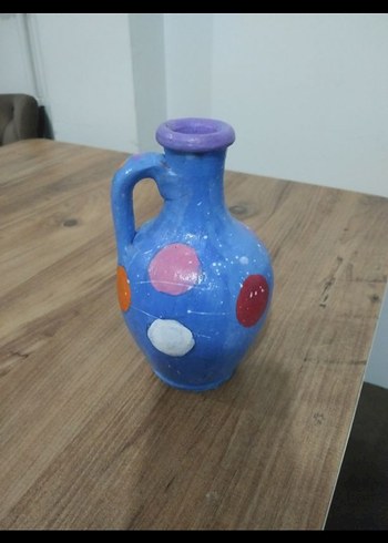 Renkli Desenli Mavi  Vazo - Görsel 7