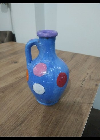 Renkli Desenli Mavi  Vazo - Görsel 4