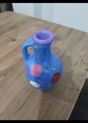 Renkli Desenli Mavi  Vazo - Görsel 5