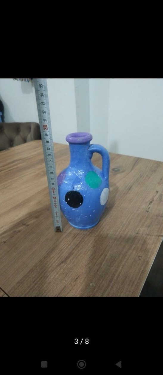 Renkli Desenli Mavi  Vazo - Görsel 3