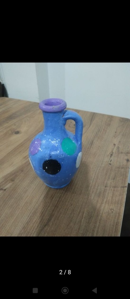 Renkli Desenli Mavi  Vazo - Görsel 2