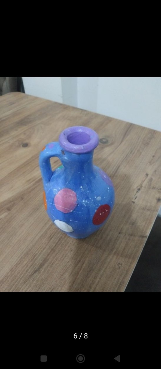 Renkli Desenli Mavi  Vazo - Görsel 5