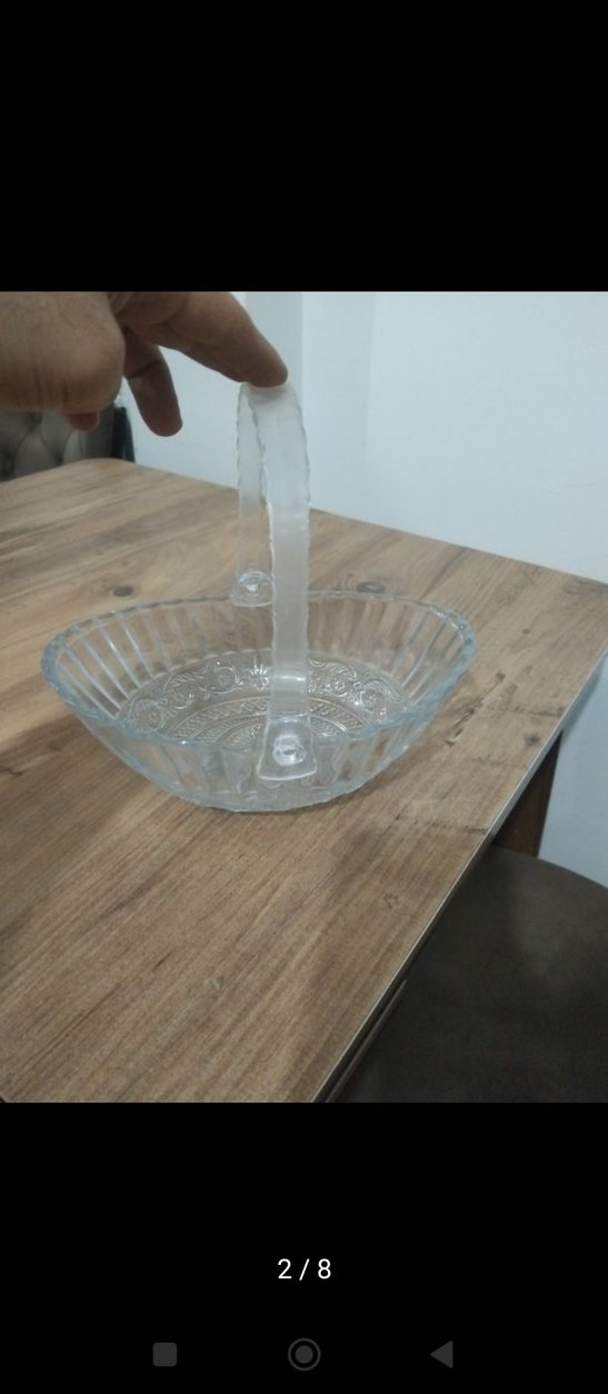 Vintage Desenli Şeffaf Cam Şekerlik - Görsel 4