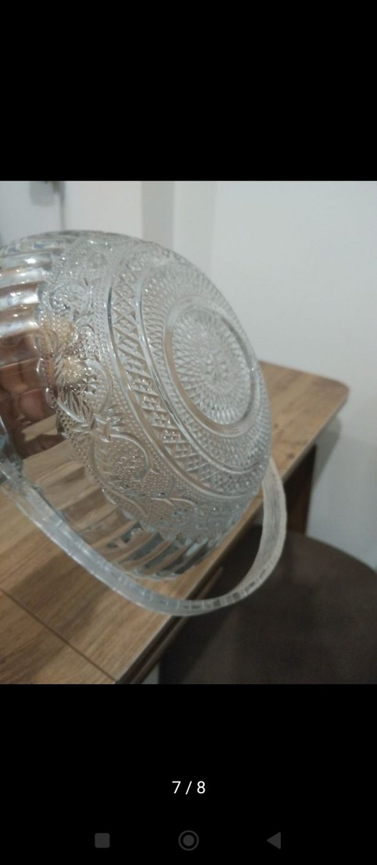 Vintage Desenli Şeffaf Cam Şekerlik - Görsel 2