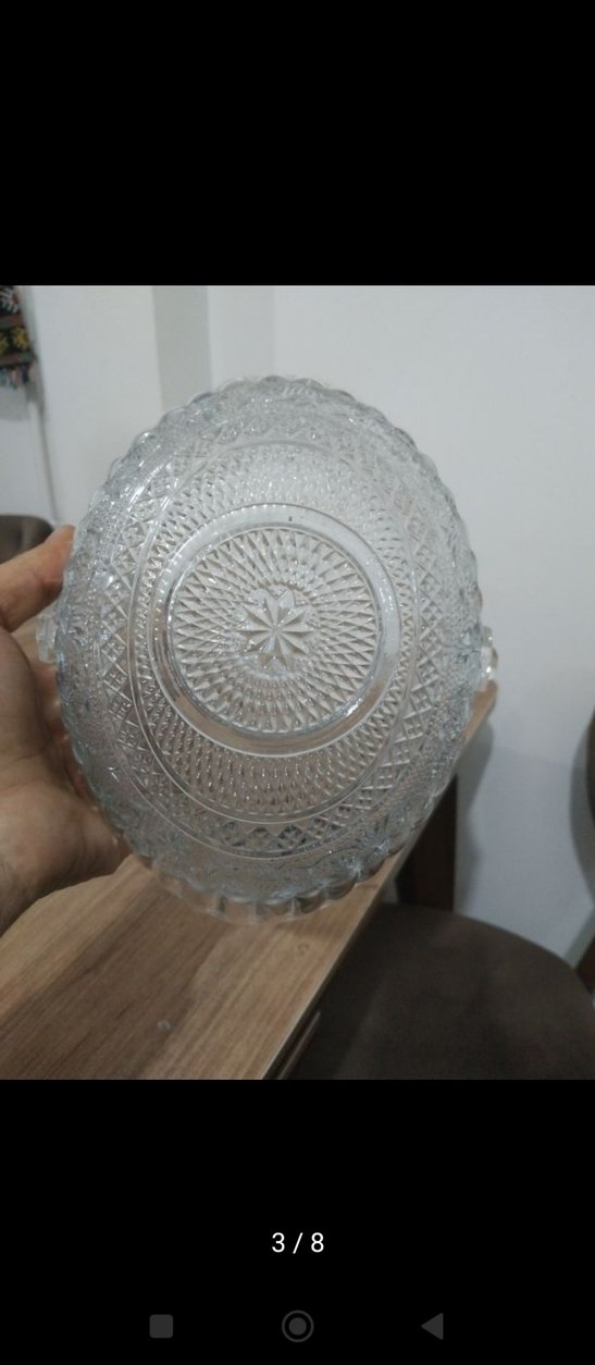 Vintage Desenli Şeffaf Cam Şekerlik - Görsel 3