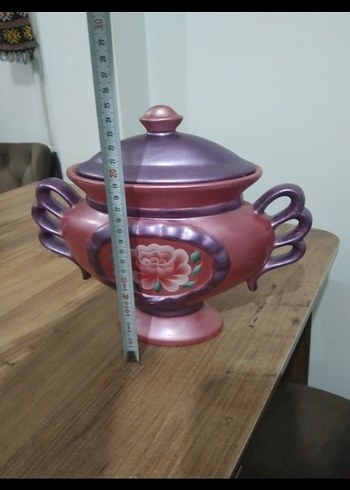 Bordo Koyu Renkli Çiçek Desenli Demlik - Görsel 3