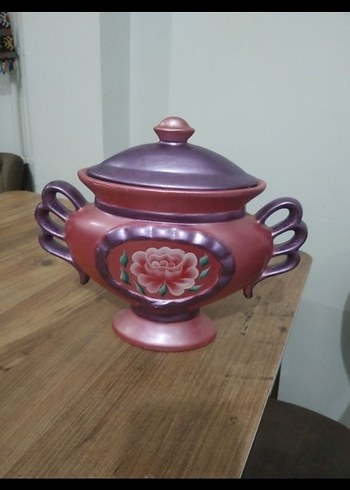 Bordo Koyu Renkli Çiçek Desenli Demlik - Görsel 7