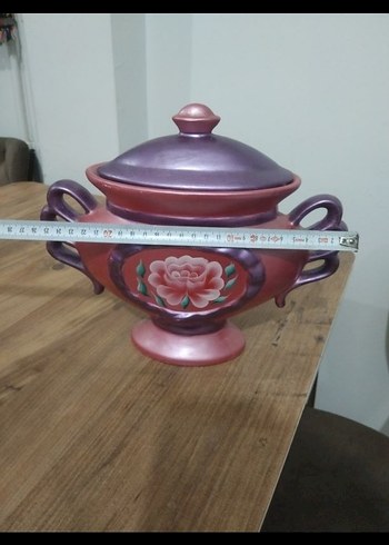 Bordo Koyu Renkli Çiçek Desenli Demlik - Görsel 8