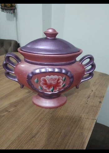 Bordo Koyu Renkli Çiçek Desenli Demlik - Görsel 6