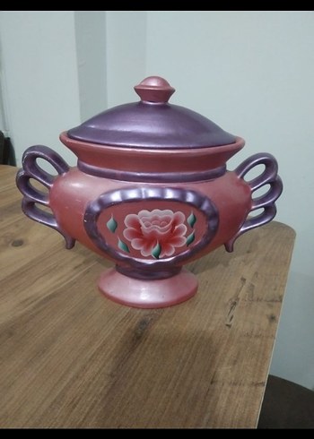 Bordo Koyu Renkli Çiçek Desenli Demlik - Görsel 2