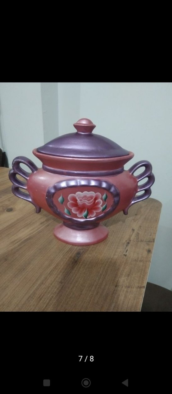 Bordo Koyu Renkli Çiçek Desenli Demlik - Görsel 2