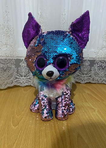 Renkli Payetli Peluş Oyuncak Köpek cam göz