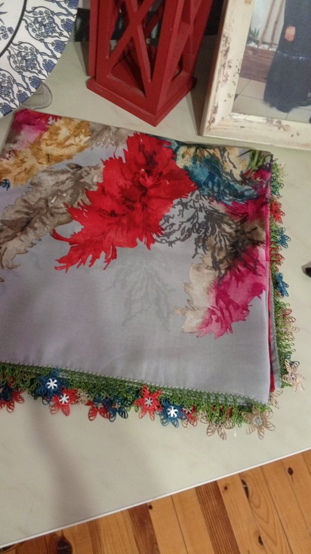 Dantel Detaylı Bej Bohem Kadın Şal - Görsel 5