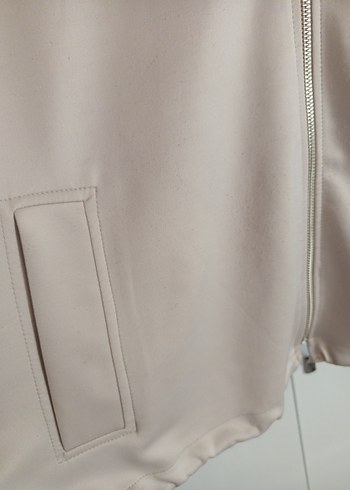 Bej Kapüşonlu Fermuarlı Kadın Ceket - Görsel 4