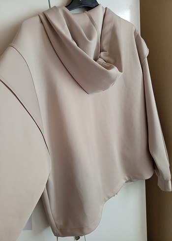 Bej Kapüşonlu Fermuarlı Kadın Ceket - Görsel 8