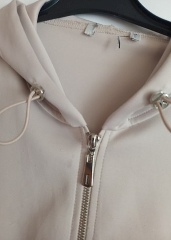 Bej Kapüşonlu Fermuarlı Kadın Ceket - Görsel 6