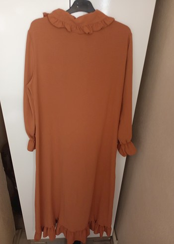 Düğmeli Uzun Kol Detaylı Bej Elbise - Görsel 5