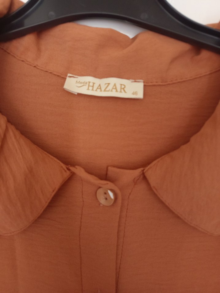 Düğmeli Uzun Kol Detaylı Bej Elbise - Görsel 3