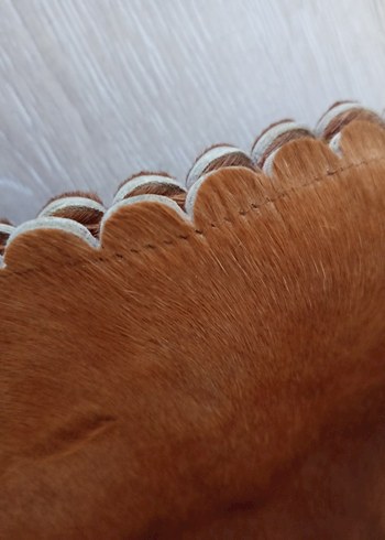 Kahverengi Nakışlı Kürklü Deri Bohem Çanta - Görsel 11