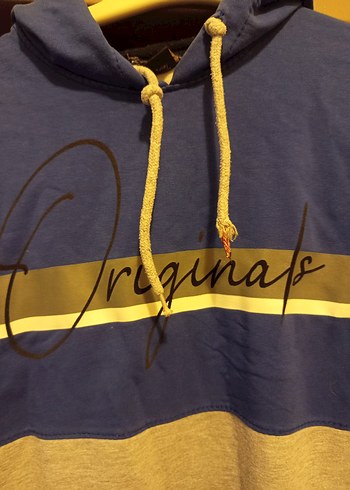 Mavi Gri Kapüşonlu Erkek Sweatshirt - Görsel 2