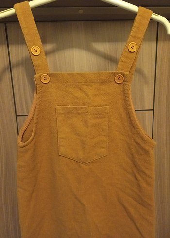 Kahverengi Süet Midi Kısa Salopet - Görsel 2