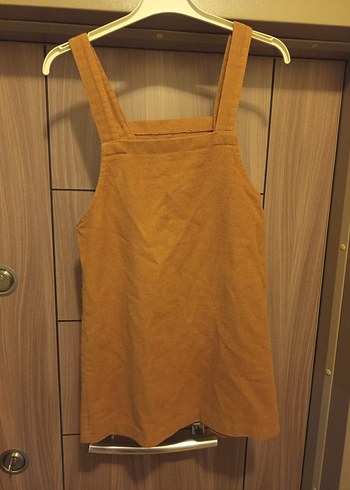 Kahverengi Süet Midi Kısa Salopet - Görsel 4