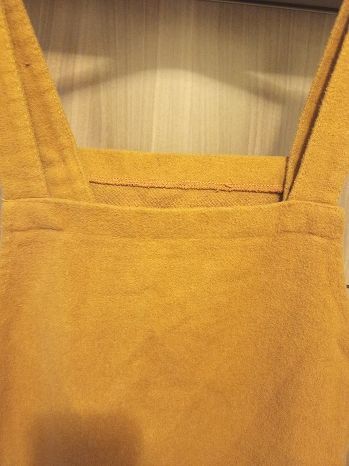 Kahverengi Süet Midi Kısa Salopet - Görsel 5