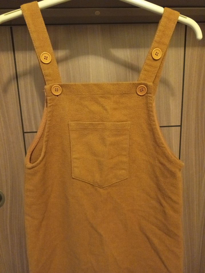 Kahverengi Süet Midi Kısa Salopet - Görsel 2