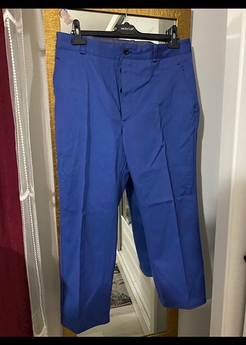 Alexander McQueen Parlak Mavi Kemerli Erkek Kot Pantolon