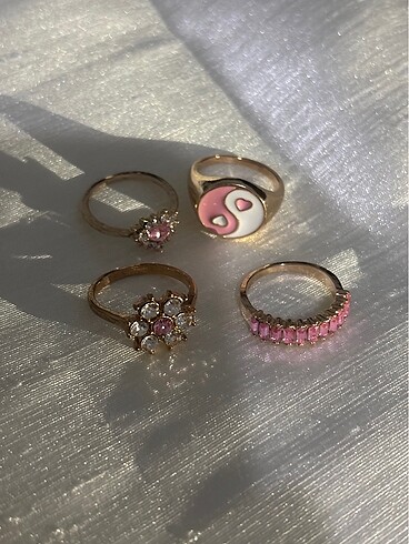 Vintage pembe yüzük seti
