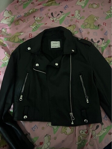 Bershka Crop Deri Ceket Siyah
