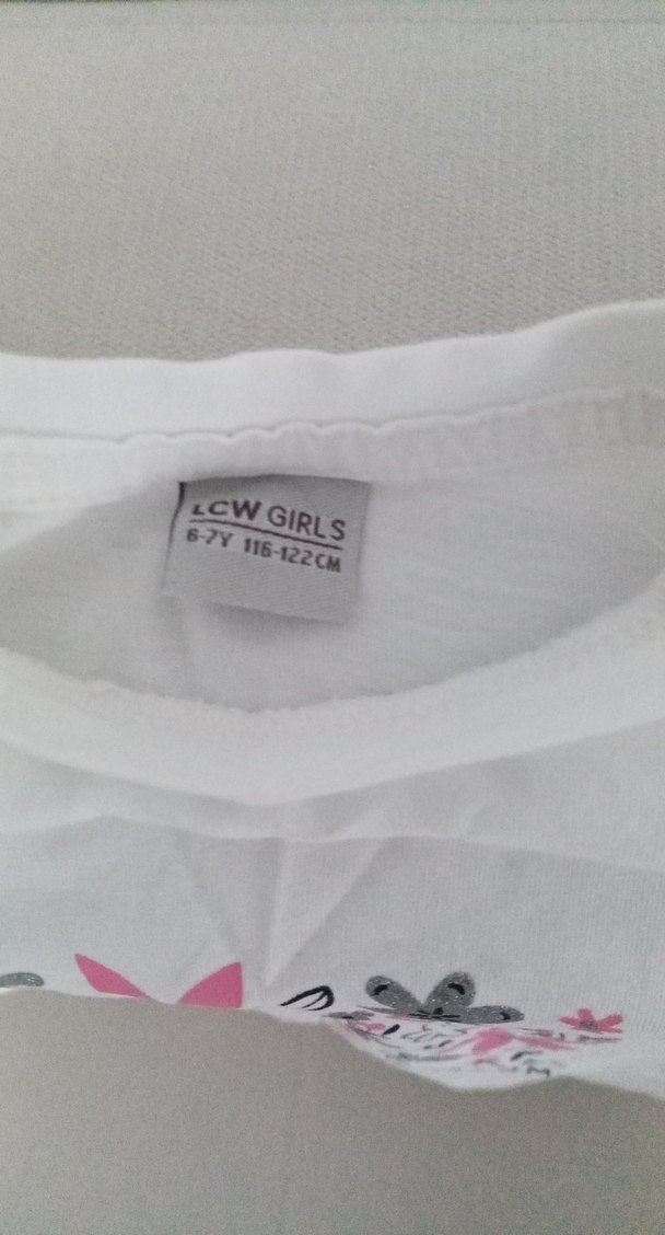 Kız Çocuk Beyaz Uzun Kollu Baskılı Tişört - Görsel 2