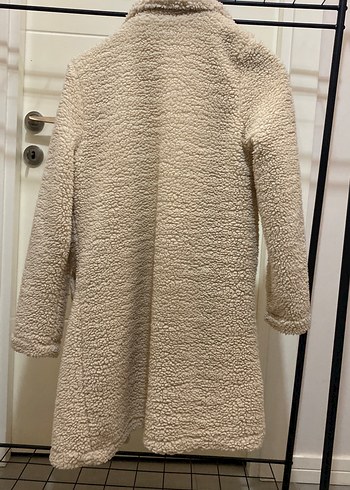 Bej Midi Kadın Peluş Kaban - Görsel 8