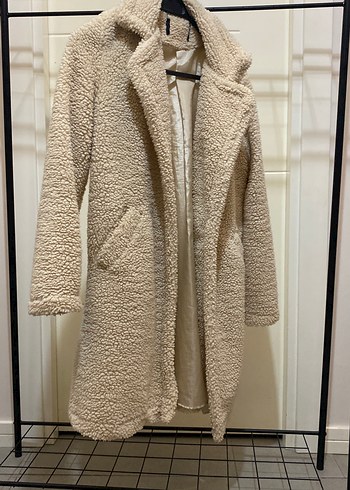 Bej Midi Kadın Peluş Kaban - Görsel 5