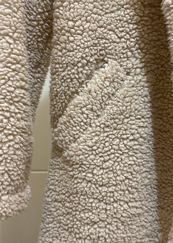 Bej Midi Kadın Peluş Kaban - Görsel 11