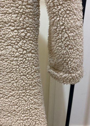 Bej Midi Kadın Peluş Kaban - Görsel 9