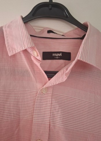 Mavi Pembe Keten Erkek Gömlek, Uzun Kollu, Salaş Kesim