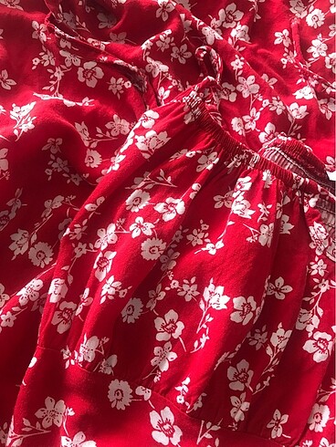 s Beden çiçekli kırmızı uzun elbise