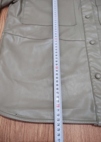 PULLANDBEAR Düğmeli Bej Deri Kadın Ceket - Görsel 5