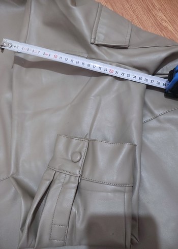 PULLANDBEAR Düğmeli Bej Deri Kadın Ceket - Görsel 8