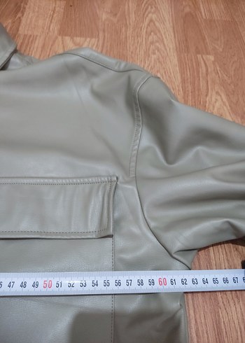 PULLANDBEAR Düğmeli Bej Deri Kadın Ceket - Görsel 3