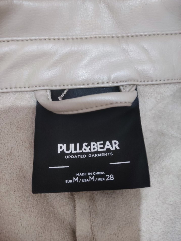 PULLANDBEAR Düğmeli Bej Deri Kadın Ceket - Görsel 2