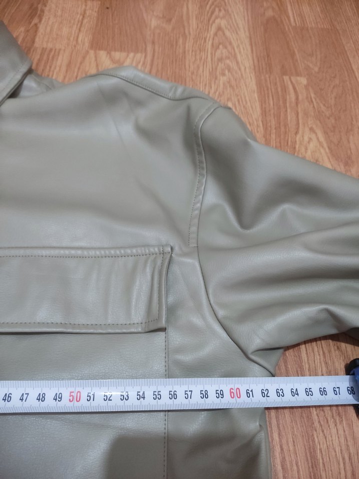 PULLANDBEAR Düğmeli Bej Deri Kadın Ceket - Görsel 3