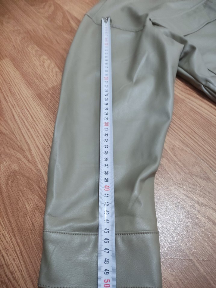 PULLANDBEAR Düğmeli Bej Deri Kadın Ceket - Görsel 4